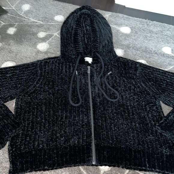 Bella Dahl Chenille Sweater Hoodie, Medium, Black - Picture 7 of 10